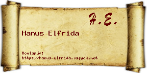 Hanus Elfrida névjegykártya